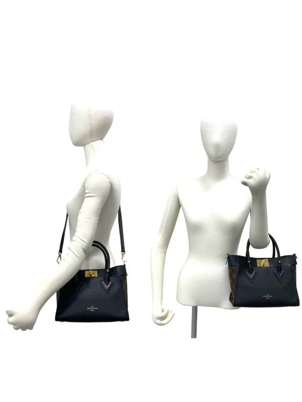 Louis Vuitton on My Side PM Monogram Leather 2-Way Shoulder Bag Black Brown